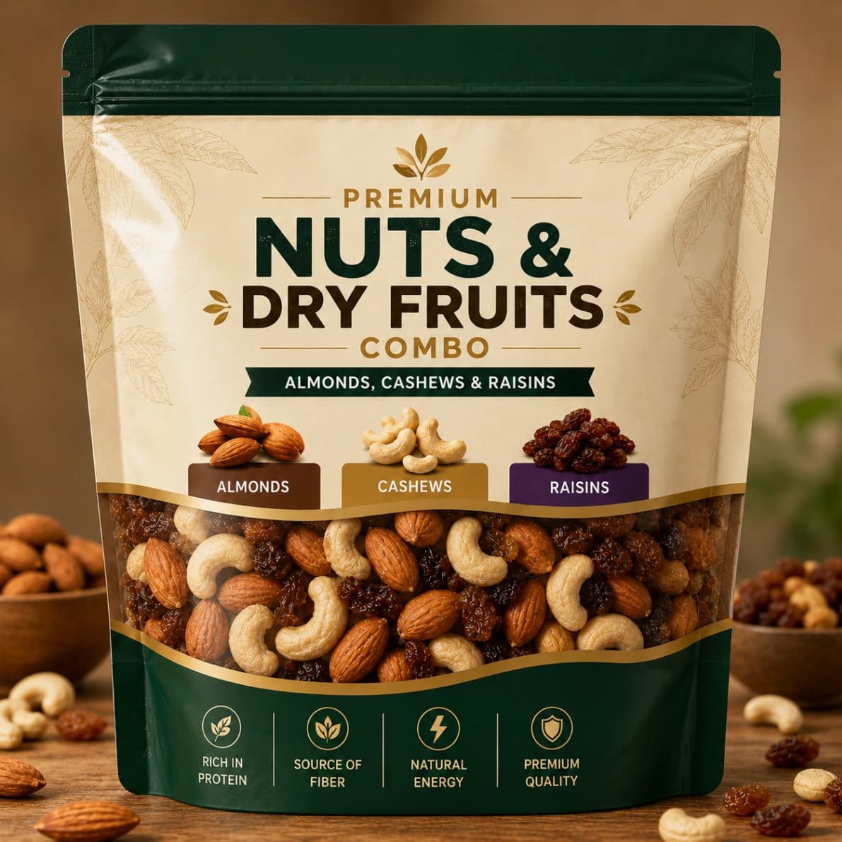 Lotus Mart Premium Dry Fruits Combo (California Almonds 200g Whole Cashews 200g Raisins 250g & California Inshell Walnuts 200g)