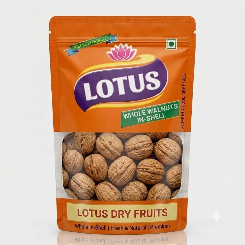 Lotus mart Walnut Inshell 500g Pouch | Akhrot | Dry Fruits | Nuts |