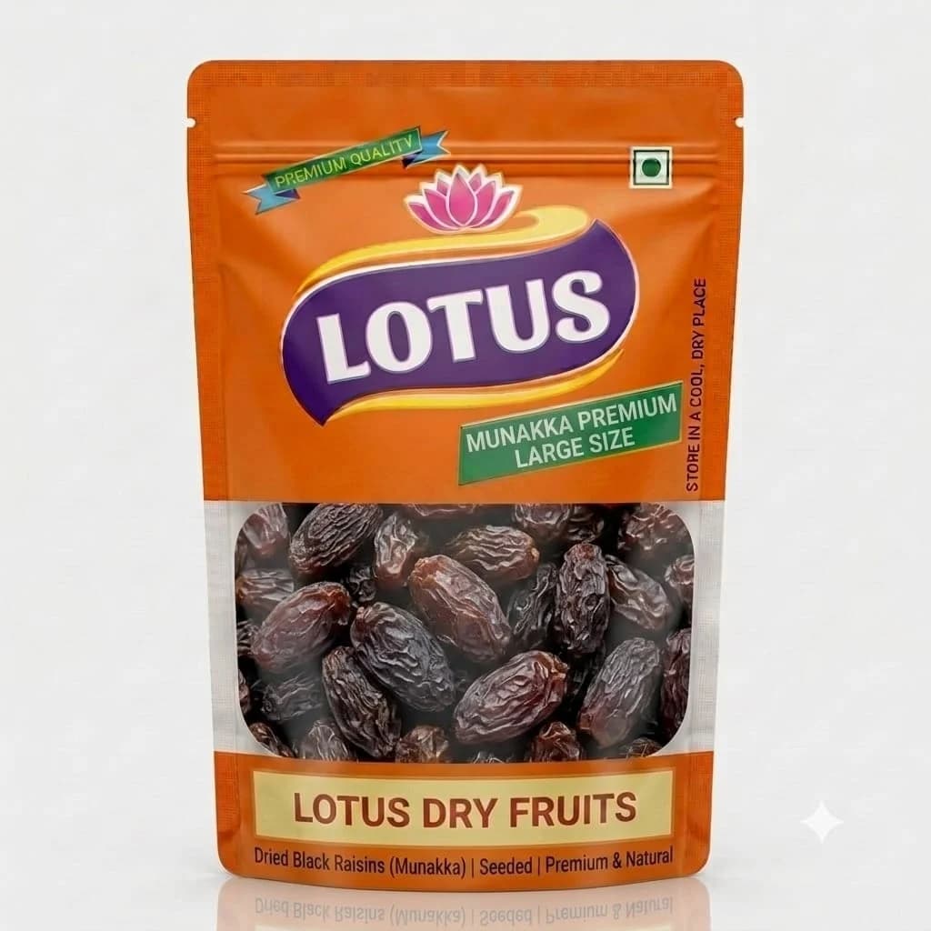 Lotus mart Afghani black Munakka Raisins, Premium Large Size, Natural seedless 250gm